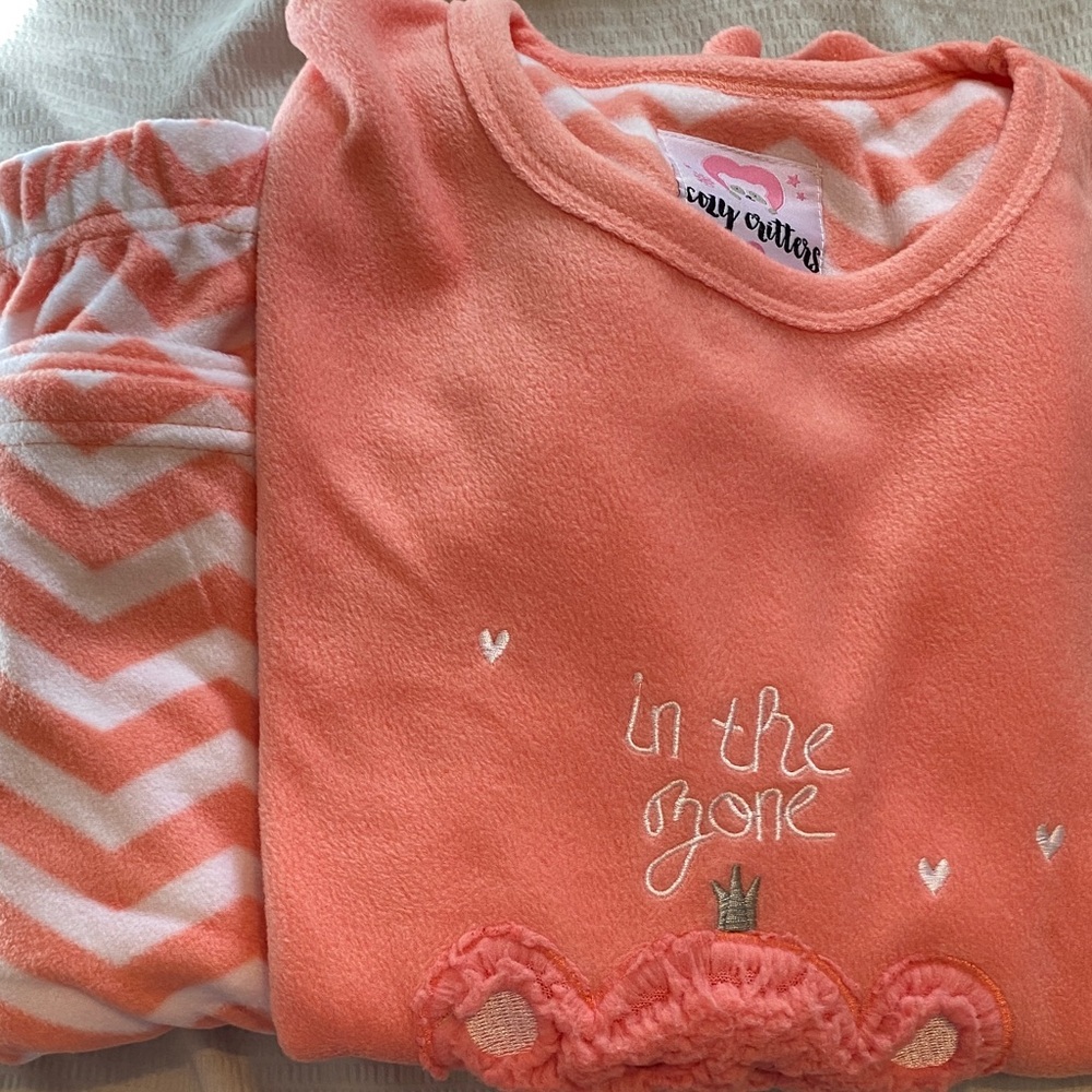 Cozy Critters Fleece Pajamas - Peach and White